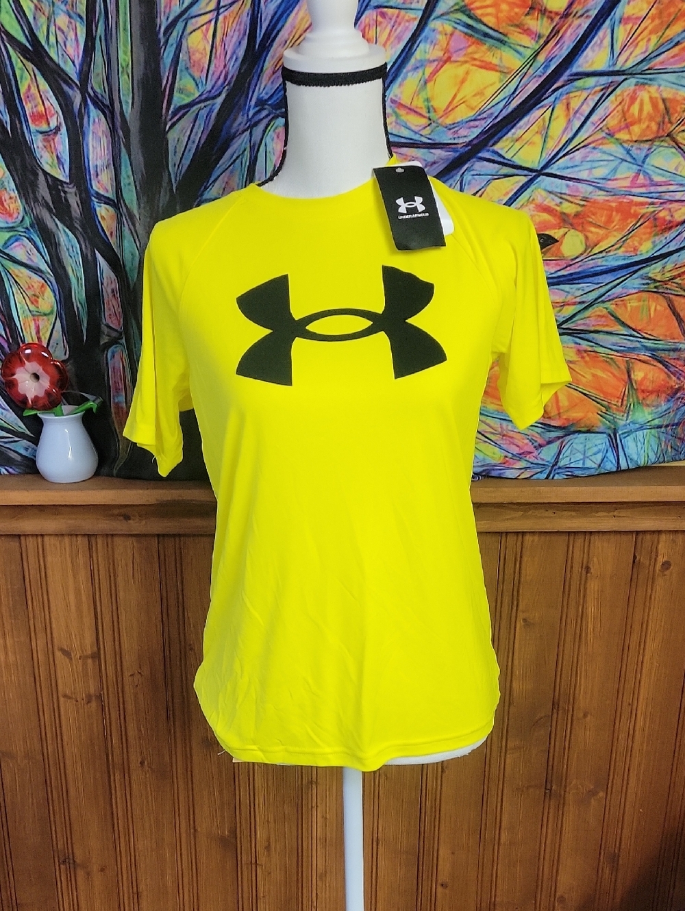Under Armour Youth Neon Yellow Short Sleeve Logo Tee Youth Med